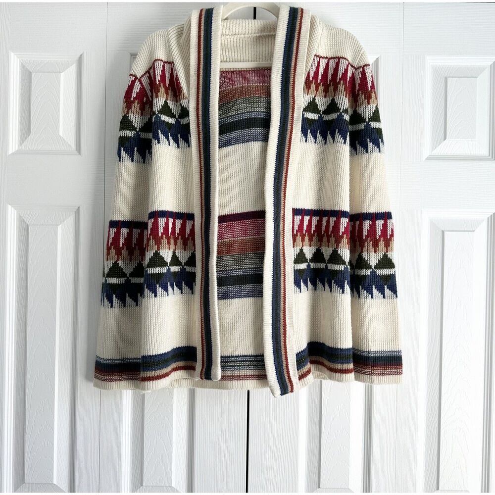 Women's Hooded Cardigan Sweater Southwestern Aztec Geometric Open Front Knit
